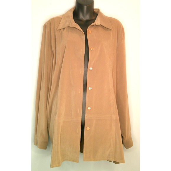 Christopher & Banks Women's XL Button-down Olive/Tan, Jacket Closet Staple - Picture 1 of 6